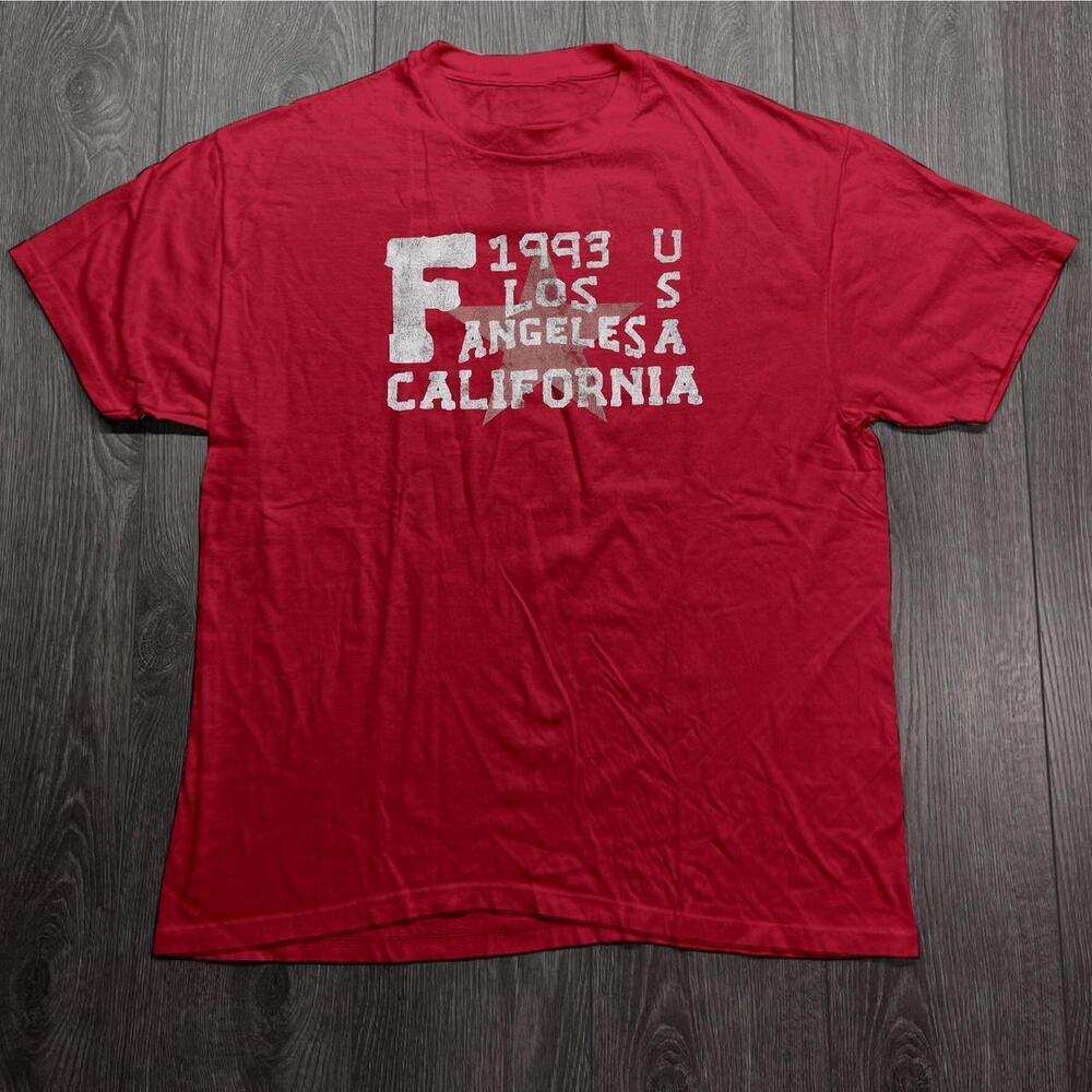 Red Fau 90S Los Angeles California Graphic Tee